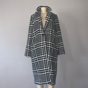 Black and white Tweed trench coat